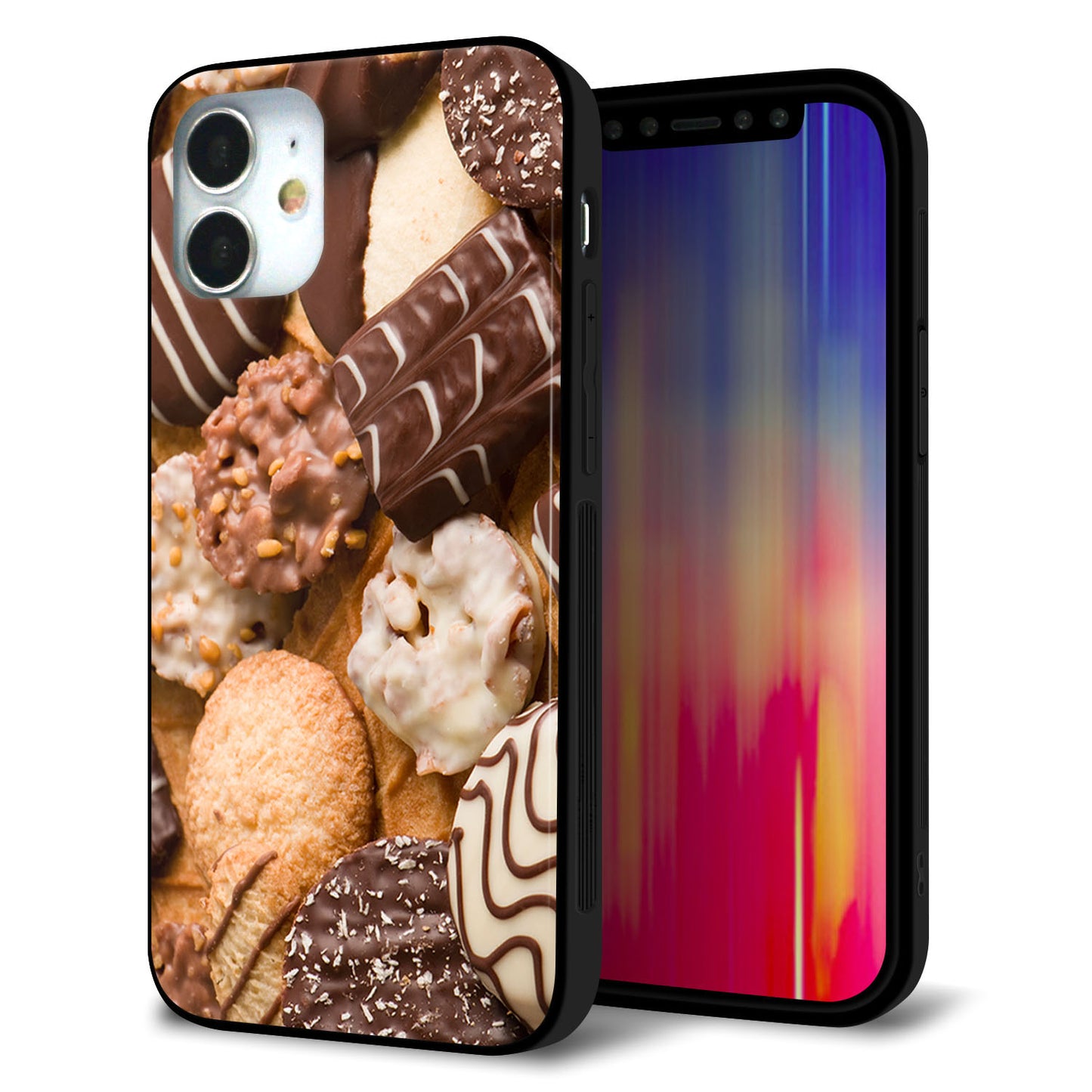 iPhone 12 mini 強化ガラス＆TPUスマホケース ガラプリ【442 クッキー mix】