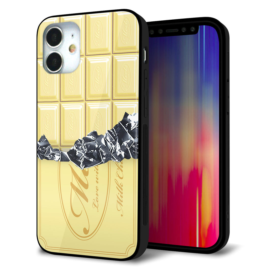 iPhone 12 mini 強化ガラス＆TPUスマホケース ガラプリ【553 板チョコ?ホワイト】