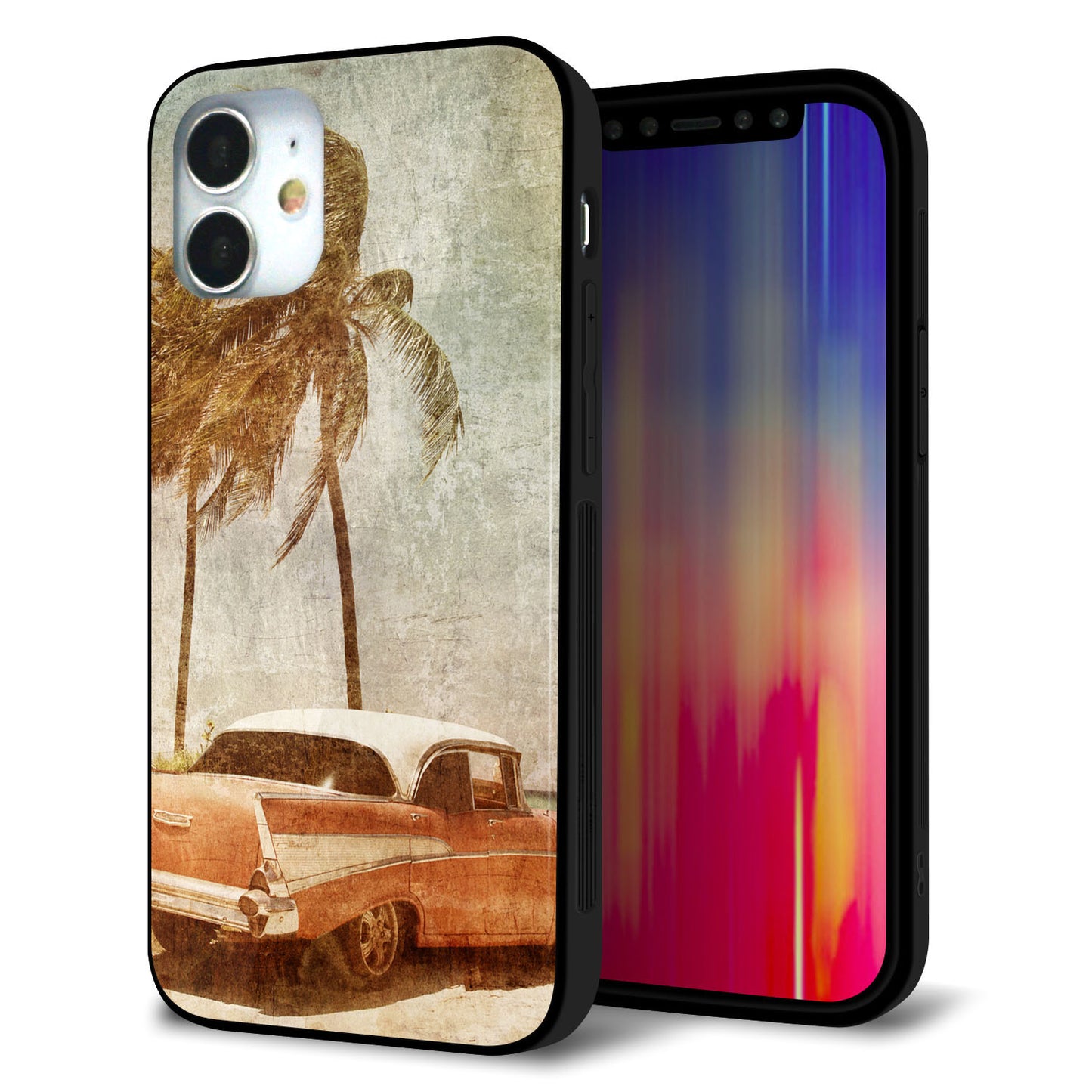 iPhone 12 mini 強化ガラス＆TPUスマホケース ガラプリ【620 憧れの時-CAR】