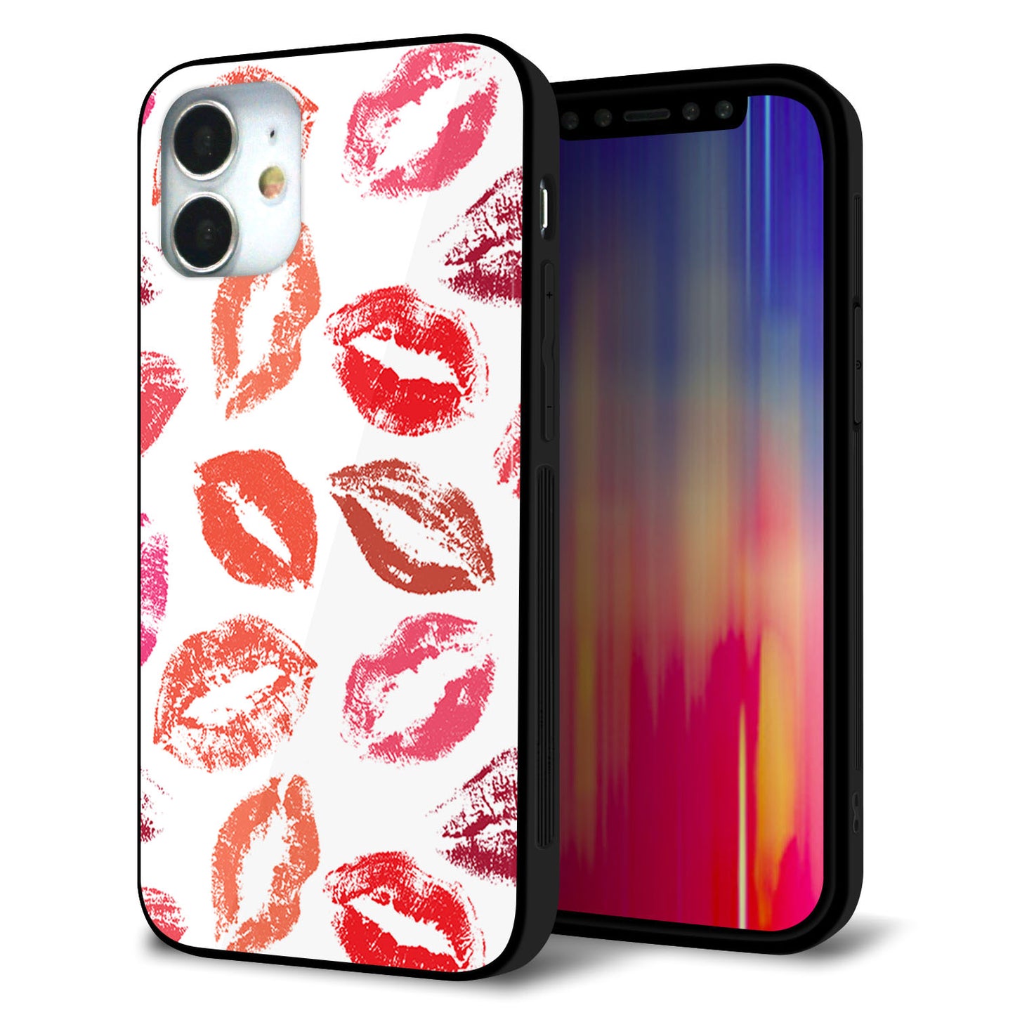 iPhone 12 mini 強化ガラス＆TPUスマホケース ガラプリ【734 キスkissキス】