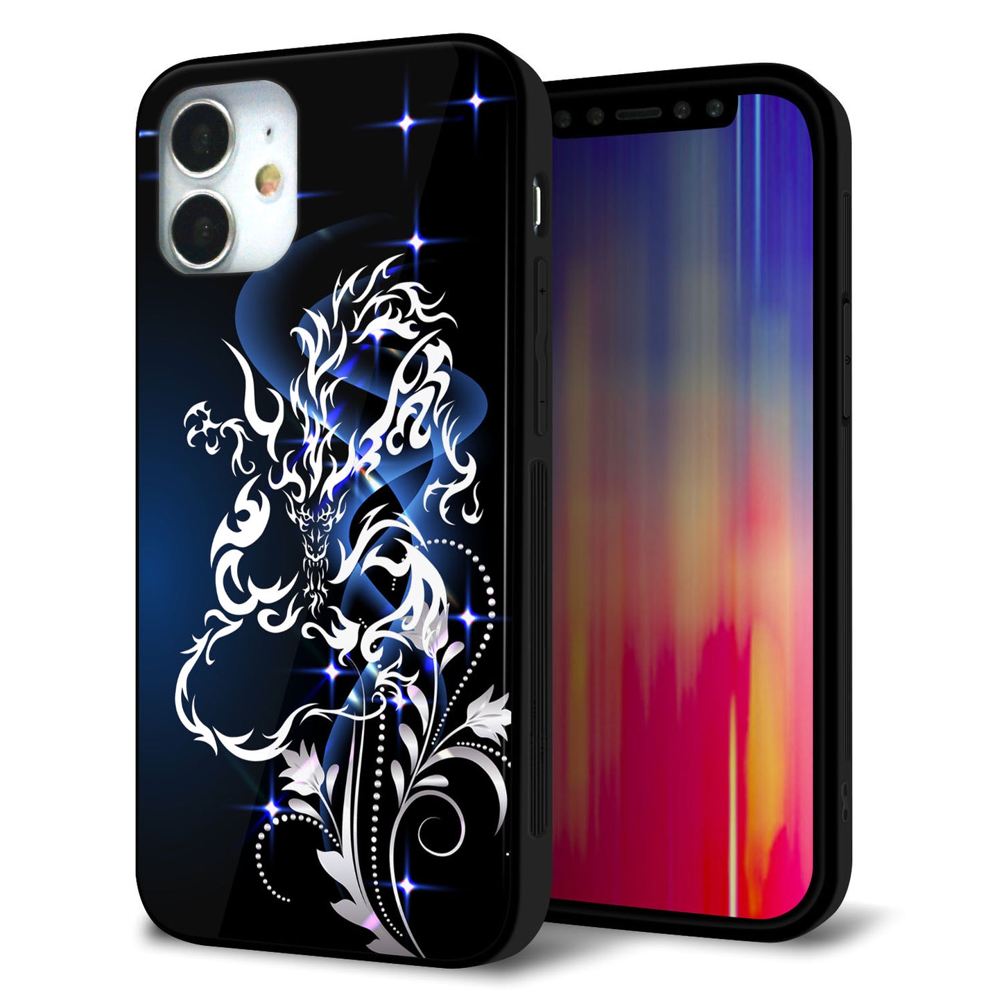 iPhone 12 mini 強化ガラス＆TPUスマホケース ガラプリ【1000 闇のシェンロン】