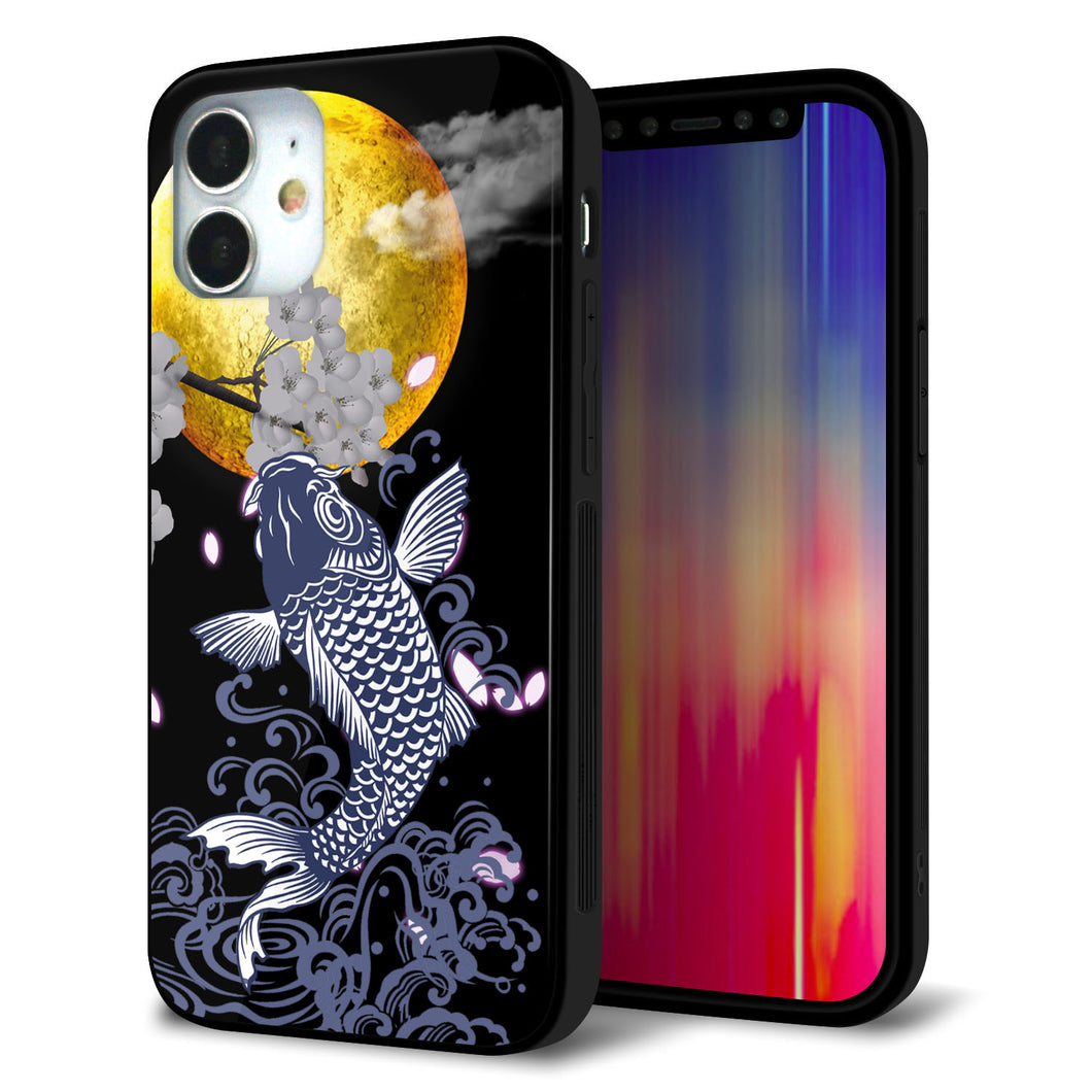 iPhone 12 mini 強化ガラス＆TPUスマホケース ガラプリ【1030 月と鯉】
