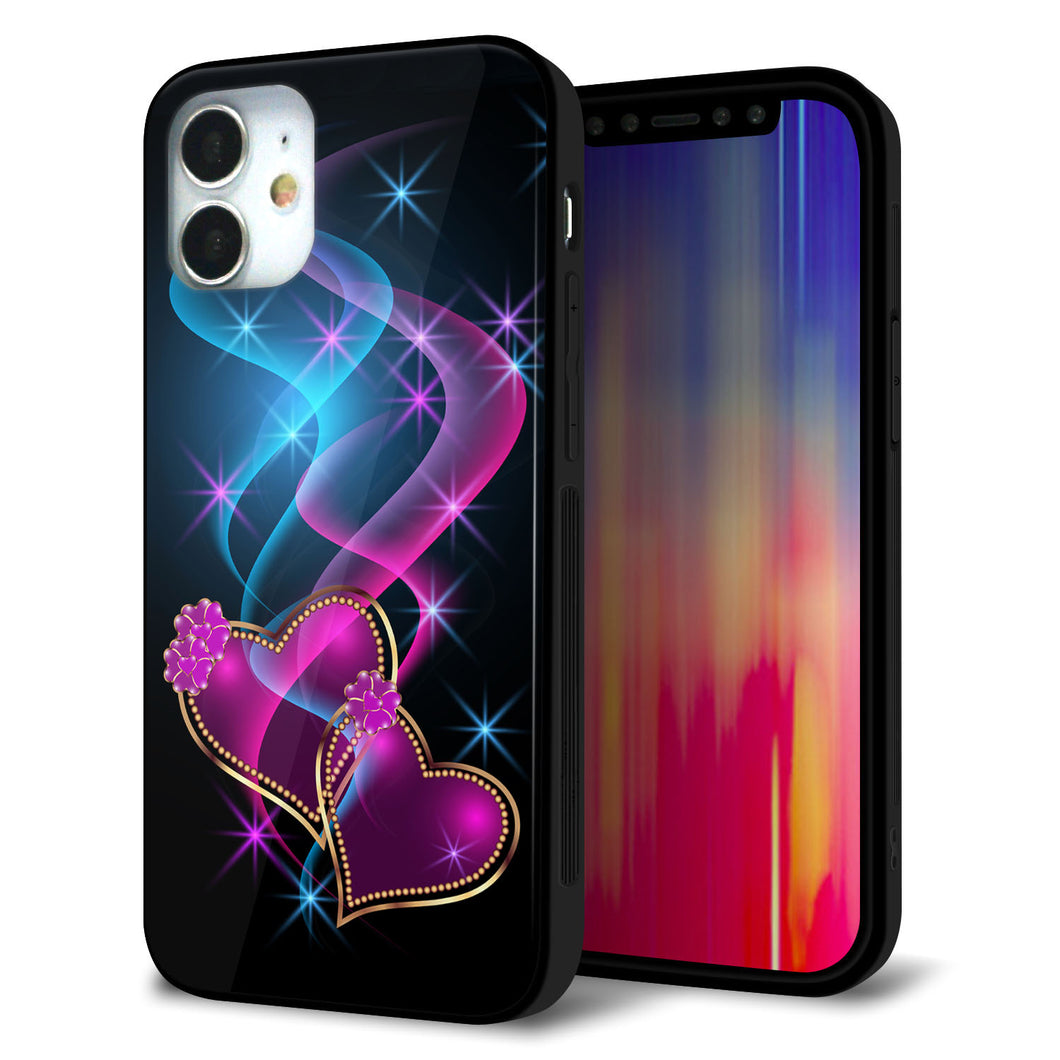 iPhone 12 mini 強化ガラス＆TPUスマホケース ガラプリ【1138 ゆれるハート】