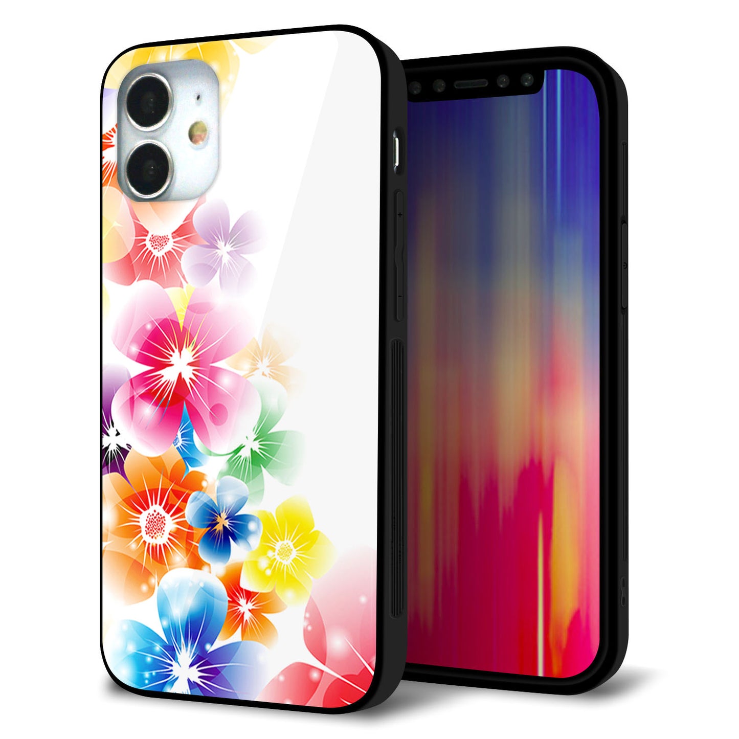 iPhone 12 mini 強化ガラス＆TPUスマホケース ガラプリ【1209 光と花】