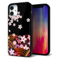 iPhone 12 mini 強化ガラス＆TPUスマホケース ガラプリ【1237 和柄＆筆文字・夜桜の宴】