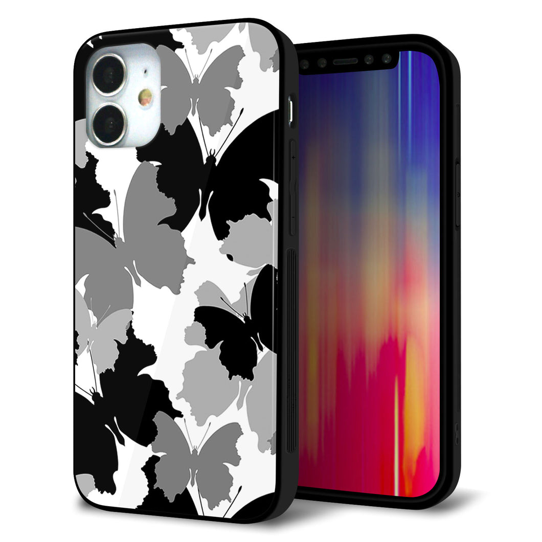 iPhone 12 mini 強化ガラス＆TPUスマホケース ガラプリ【1336 夜の蝶】