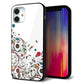 iPhone 12 mini 強化ガラス＆TPUスマホケース ガラプリ【EK908 カラフルな花と鳥】
