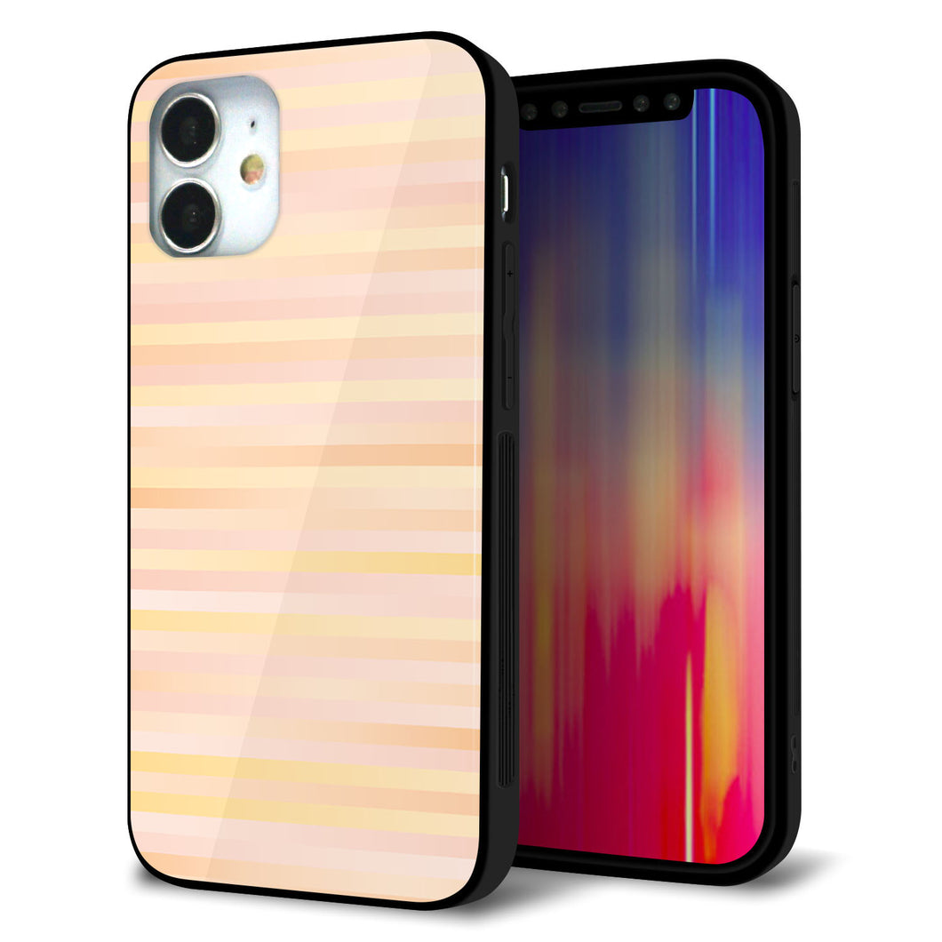 iPhone 12 mini 強化ガラス＆TPUスマホケース ガラプリ【IB909 グラデーションボーダー_オレンジ】