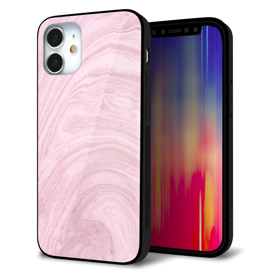 iPhone 12 mini 強化ガラス＆TPUスマホケース ガラプリ【KM873 大理石ラベンダー】