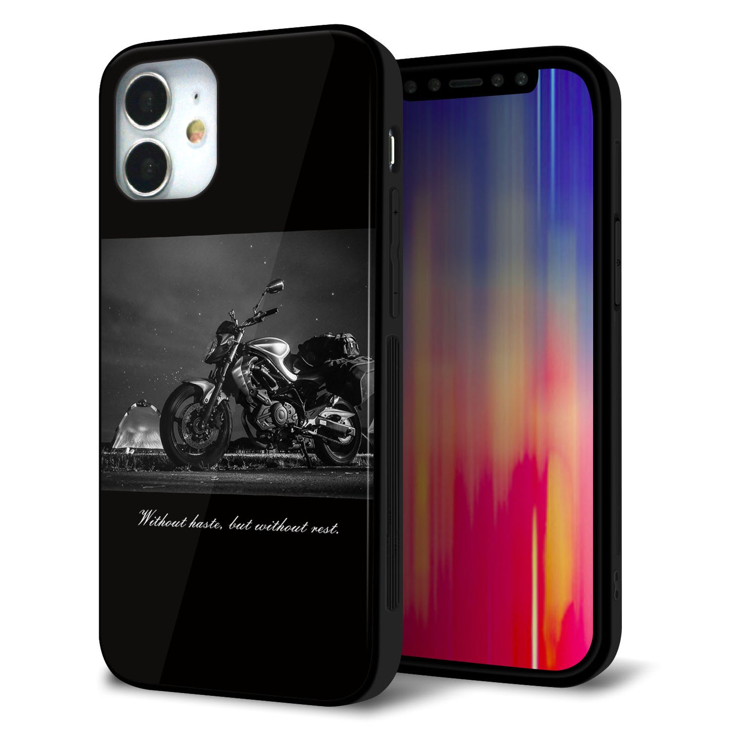 iPhone 12 mini 強化ガラス＆TPUスマホケース ガラプリ【KM879 バイク】