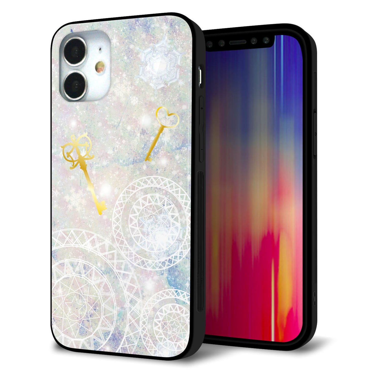 iPhone 12 mini 強化ガラス＆TPUスマホケース ガラプリ【KM881 魔法陣と鍵】