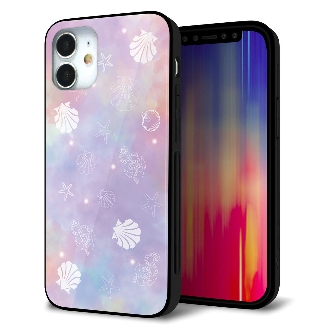 iPhone 12 mini 強化ガラス＆TPUスマホケース ガラプリ【KM883 シェル柄】
