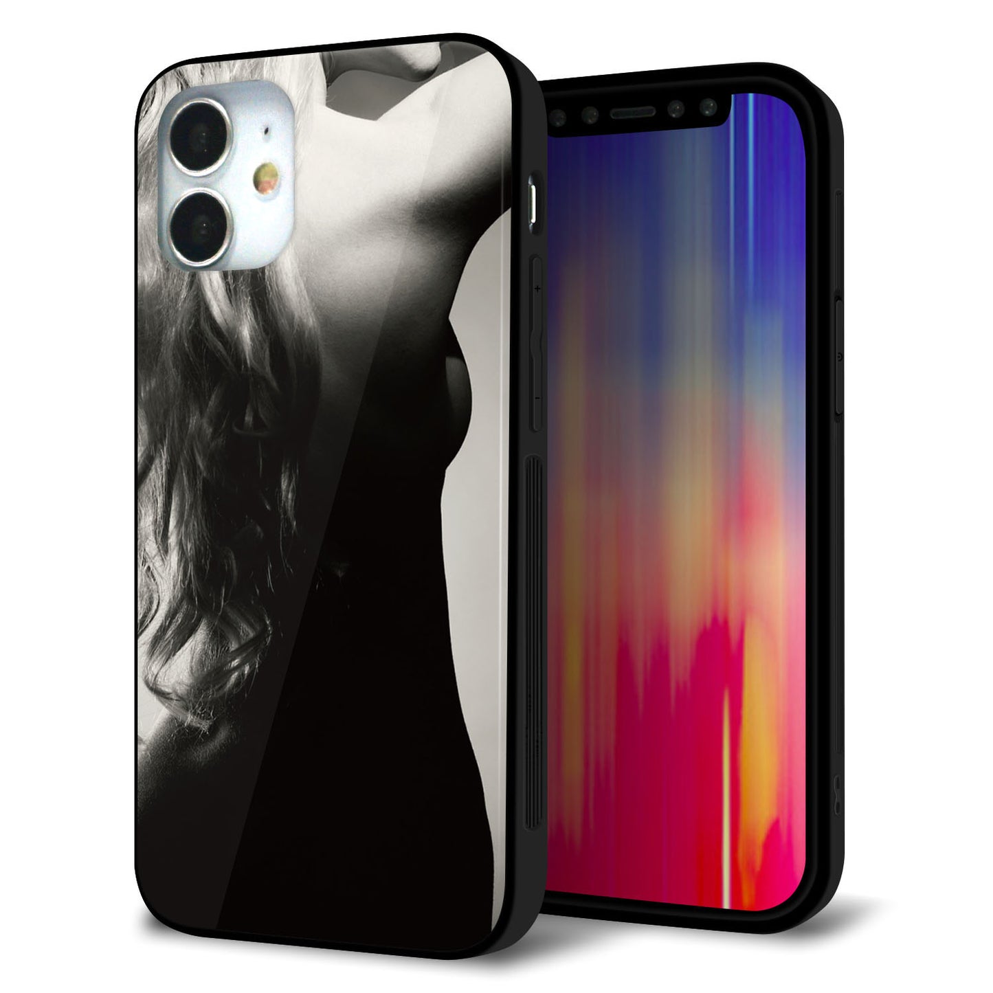 iPhone 12 mini 強化ガラス＆TPUスマホケース ガラプリ【KM890 バックスタイル】