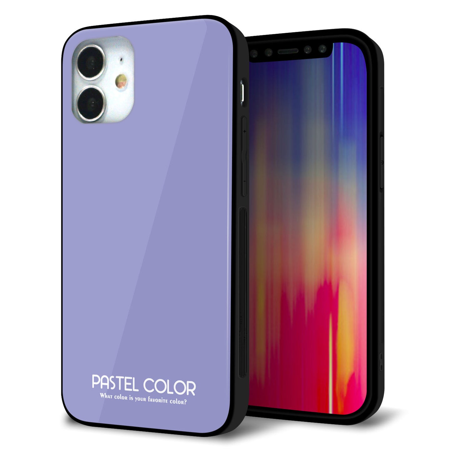 iPhone 12 mini 強化ガラス＆TPUスマホケース ガラプリ【KM900 パステルカラー(パステルブルー)】