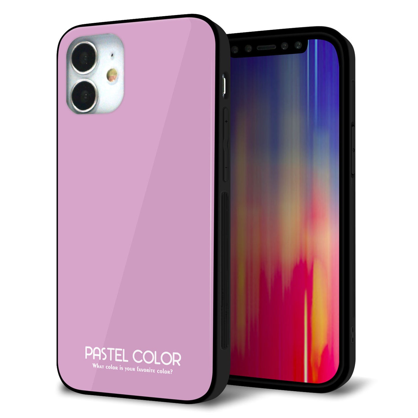 iPhone 12 mini 強化ガラス＆TPUスマホケース ガラプリ【KM901 パステルカラー(パステルラベンダー)】