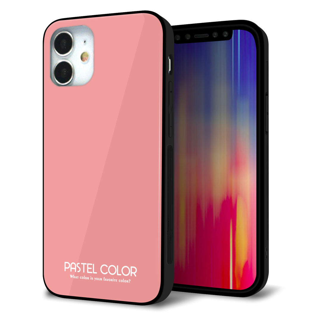 iPhone 12 mini 強化ガラス＆TPUスマホケース ガラプリ【KM902 パステルカラー(パステルレッド)】