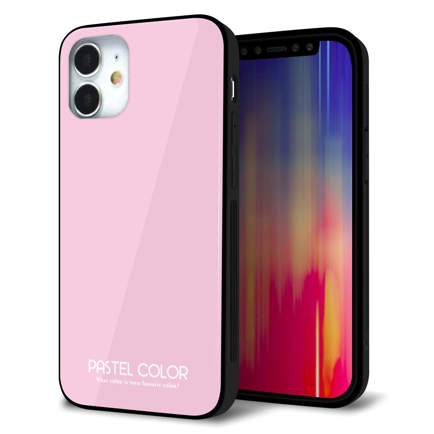 iPhone 12 mini 強化ガラス＆TPUスマホケース ガラプリ【KM903 パステルカラー(パステルローズピンク)】