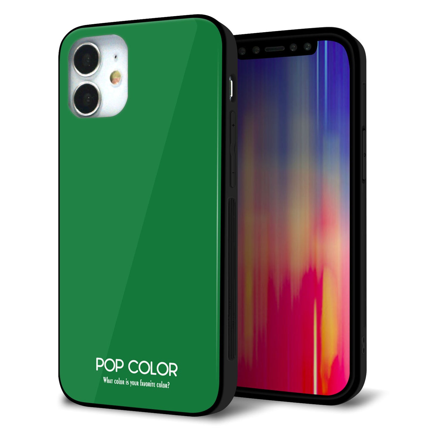 iPhone 12 mini 強化ガラス＆TPUスマホケース ガラプリ【KM907 ポップカラー(グリーン)】