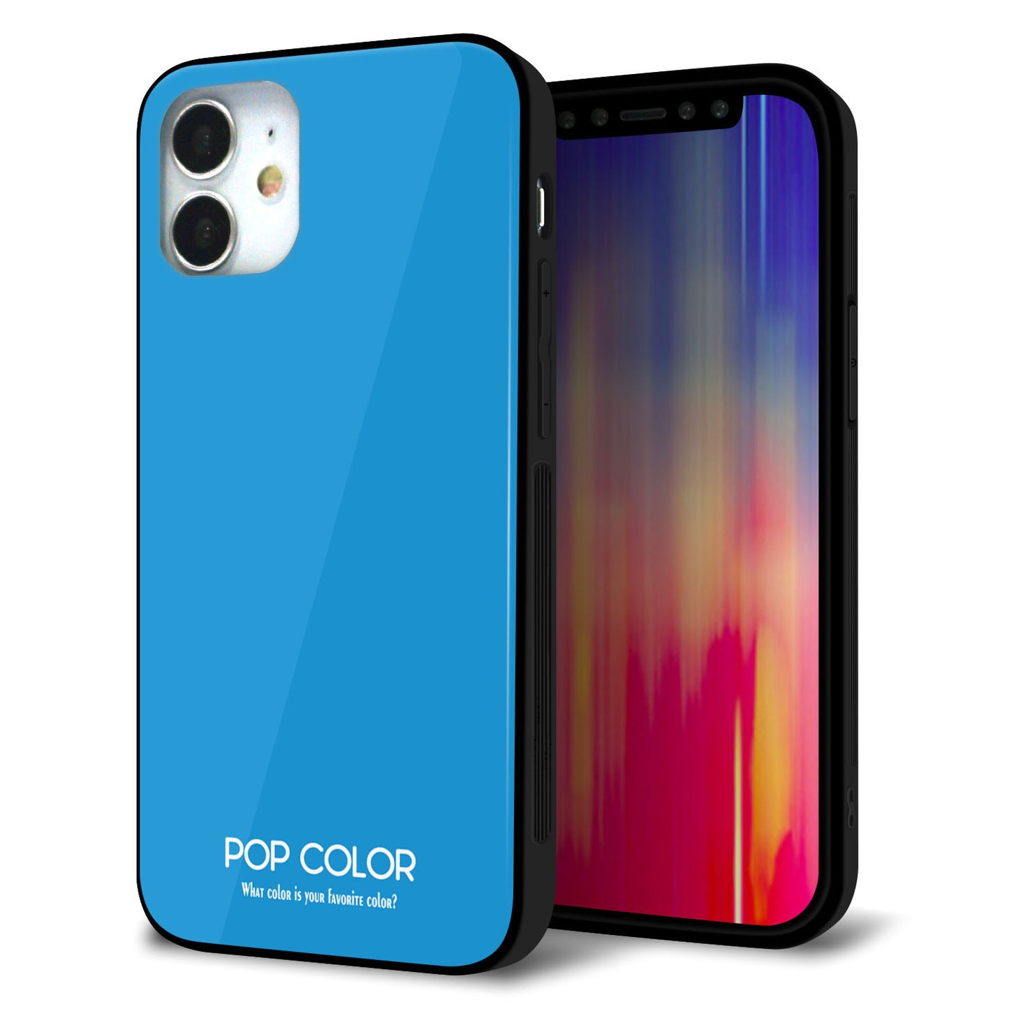 iPhone 12 mini 強化ガラス＆TPUスマホケース ガラプリ【KM908 ポップカラー(スカイブルー)】