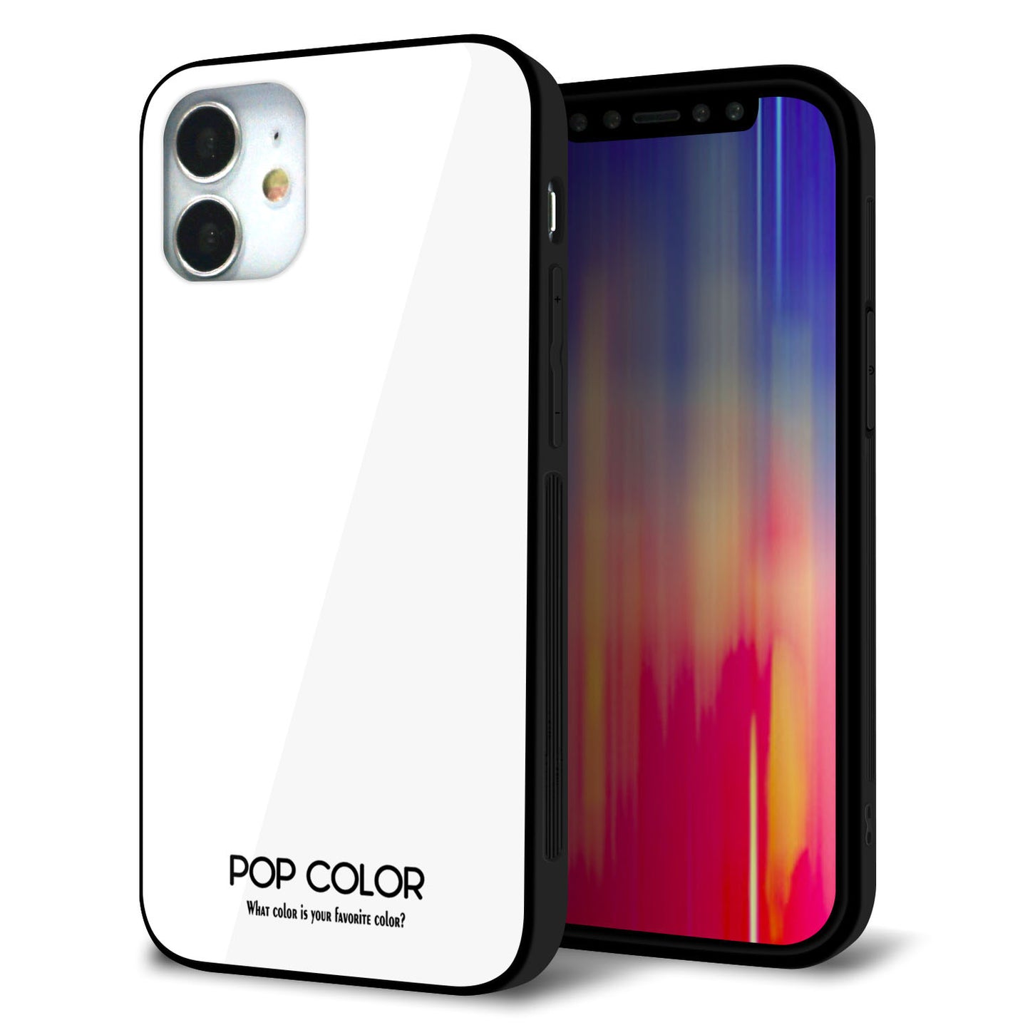 iPhone 12 mini 強化ガラス＆TPUスマホケース ガラプリ【KM913 ポップカラー(ホワイト)】