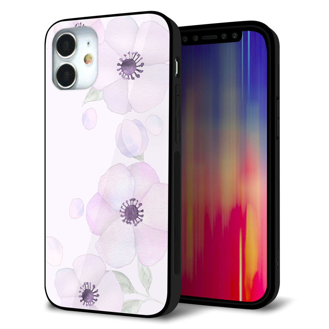 iPhone 12 mini 強化ガラス＆TPUスマホケース ガラプリ【SC950 ドゥ・フルール（パウダーバイオレット）】