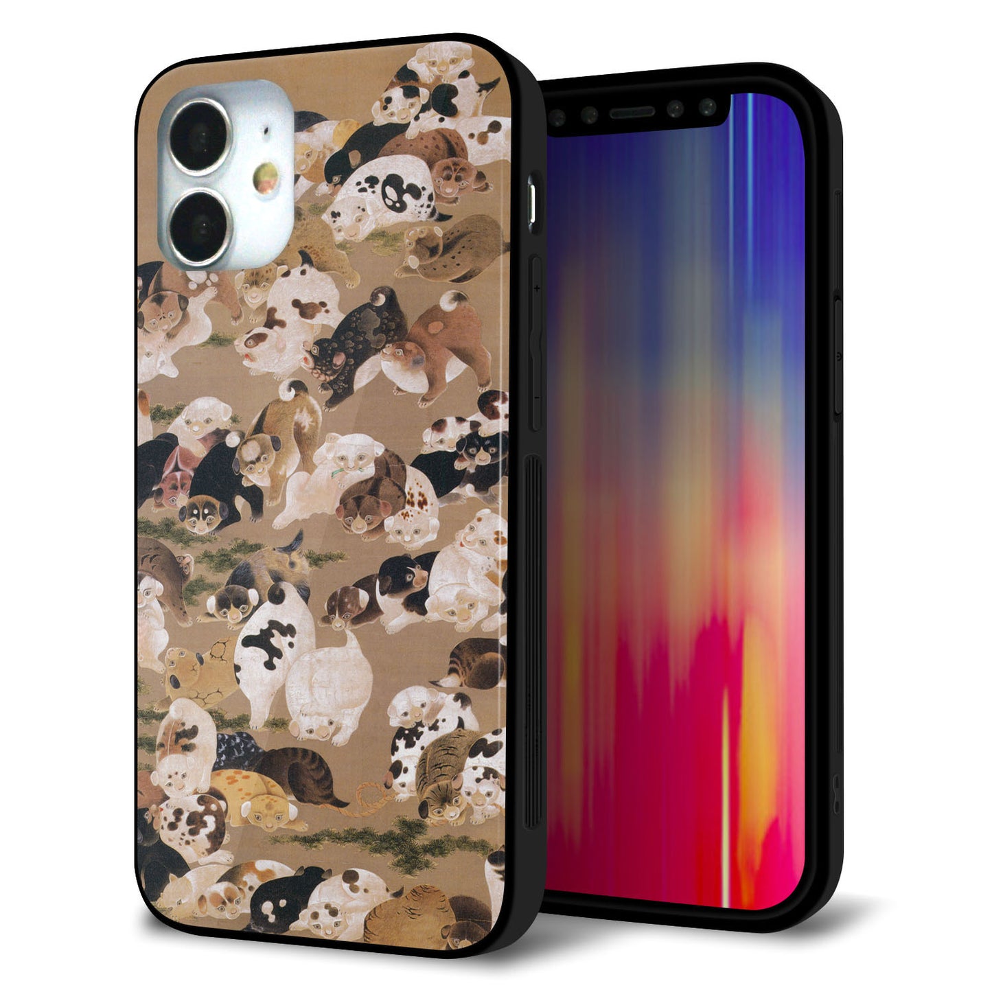 iPhone 12 mini 強化ガラス＆TPUスマホケース ガラプリ【TA008 百犬】