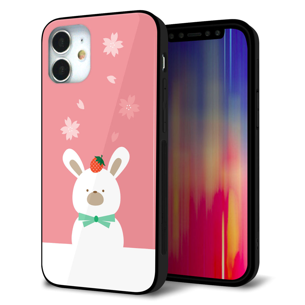 iPhone 12 mini 強化ガラス＆TPUスマホケース ガラプリ【TA016 春うさぎ】