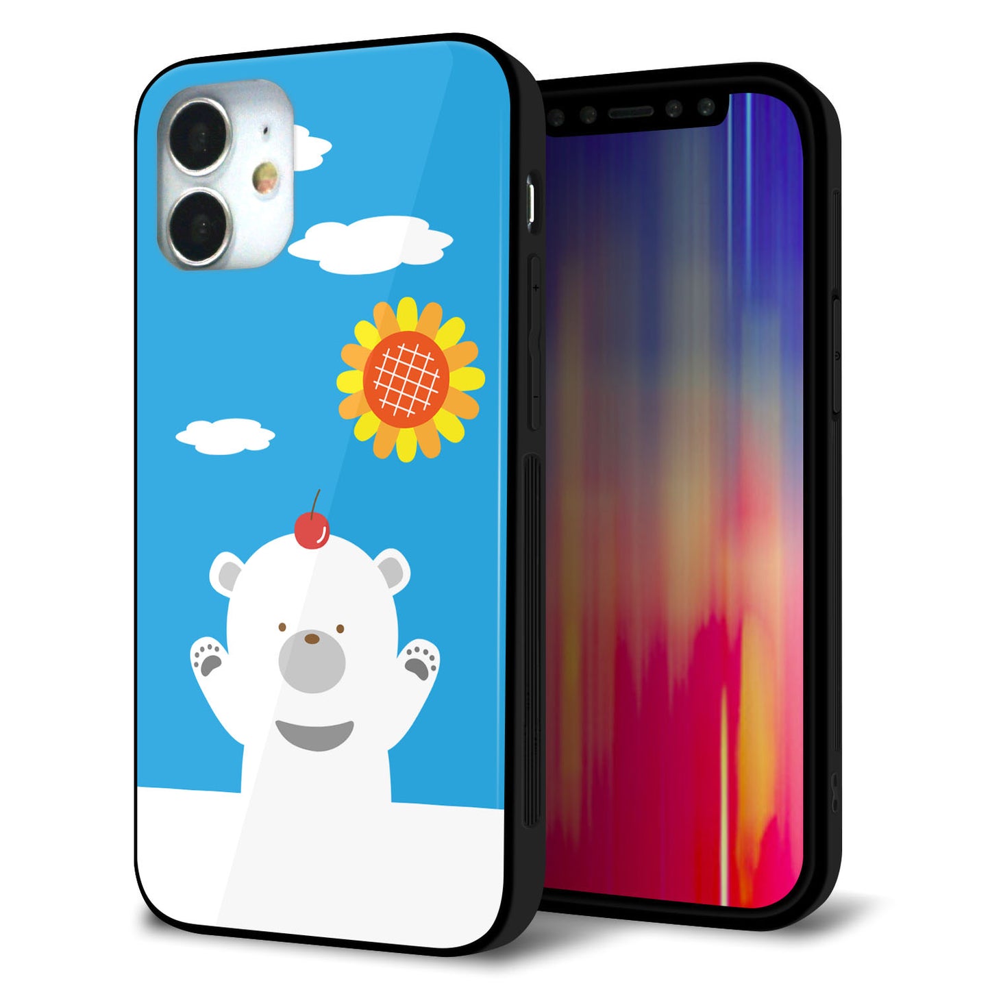 iPhone 12 mini 強化ガラス＆TPUスマホケース ガラプリ【TA017 夏くま】