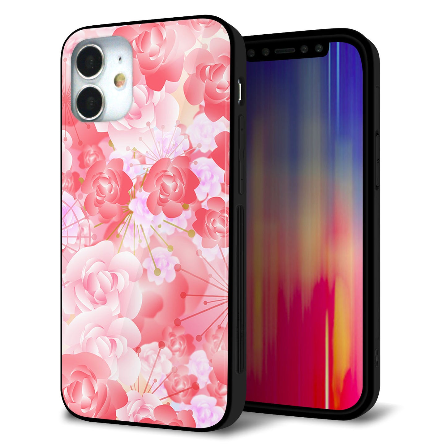 iPhone 12 mini 強化ガラス＆TPUスマホケース ガラプリ【VA817 はんなり色の華】