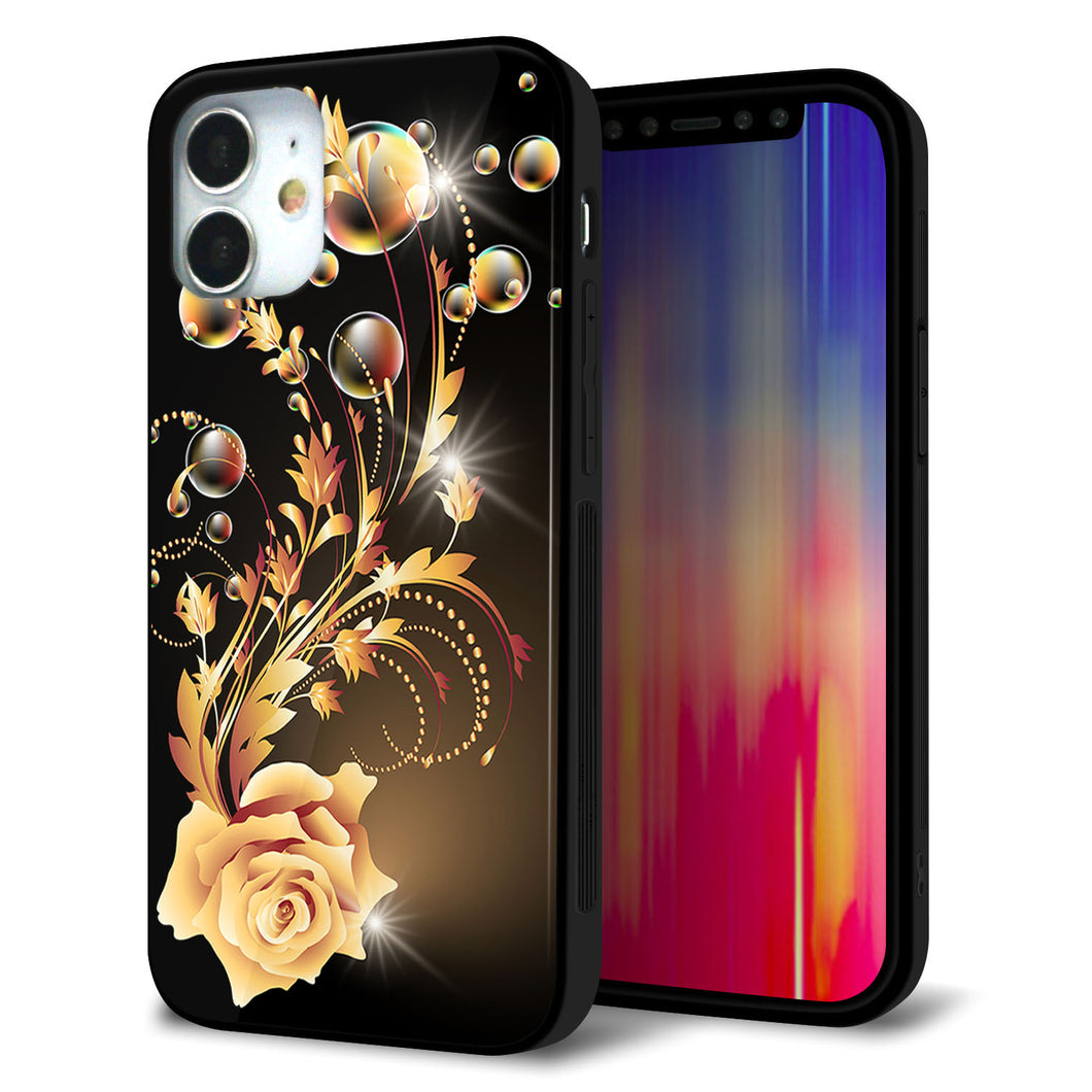 iPhone 12 mini 強化ガラス＆TPUスマホケース ガラプリ【VA823 気高きバラ】