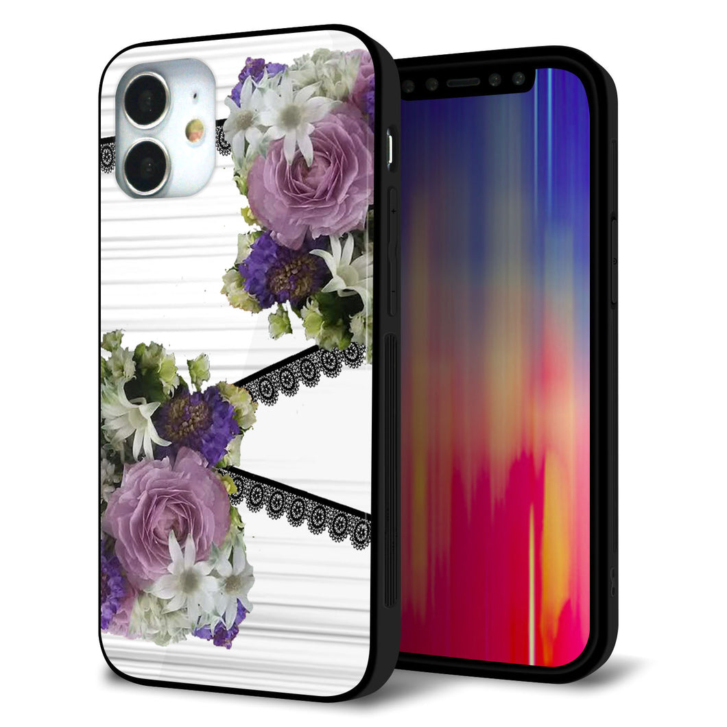 iPhone 12 mini 強化ガラス＆TPUスマホケース ガラプリ【YI888 フラワー９】