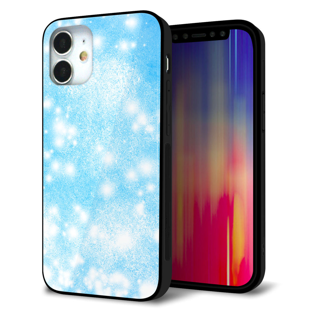 iPhone 12 mini 強化ガラス＆TPUスマホケース ガラプリ【YJ289 デザインブルー】