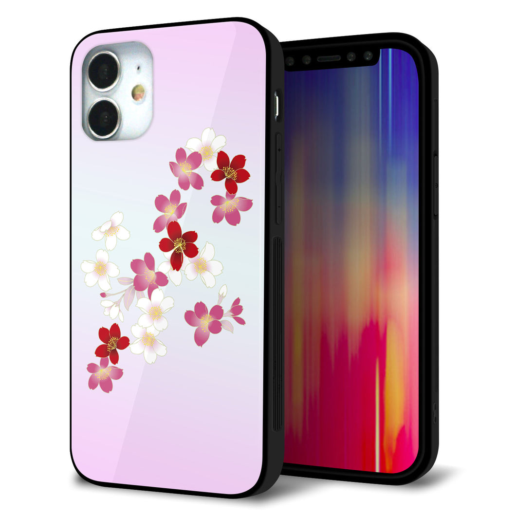 iPhone 12 mini 強化ガラス＆TPUスマホケース ガラプリ【YJ320 桜 和】