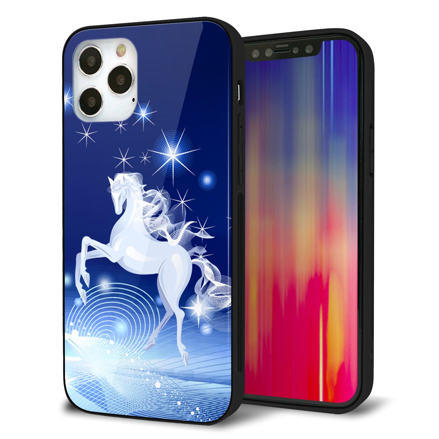 iPhone 12 Pro 強化ガラス＆TPUスマホケース ガラプリ【436 ペガサス】