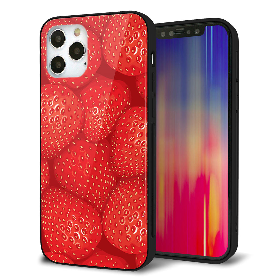 iPhone 12 Pro 強化ガラス＆TPUスマホケース ガラプリ【444 ストロベリーウォール】