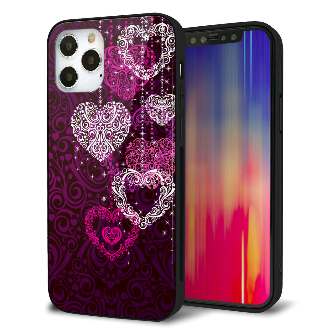 iPhone 12 Pro 強化ガラス＆TPUスマホケース ガラプリ【468 ハートのシャンデリア】