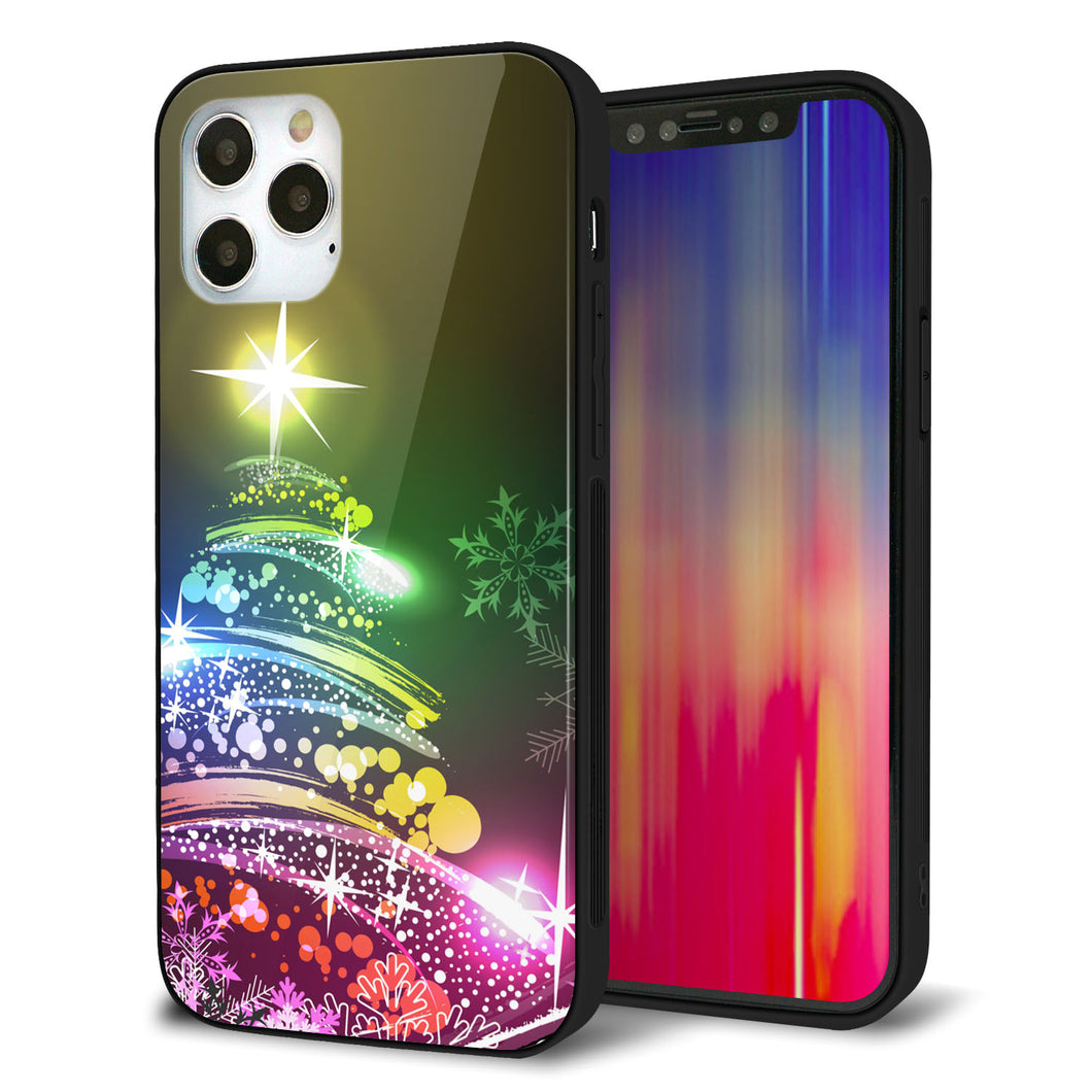 iPhone 12 Pro 強化ガラス＆TPUスマホケース ガラプリ【722 レインボークリスマス】