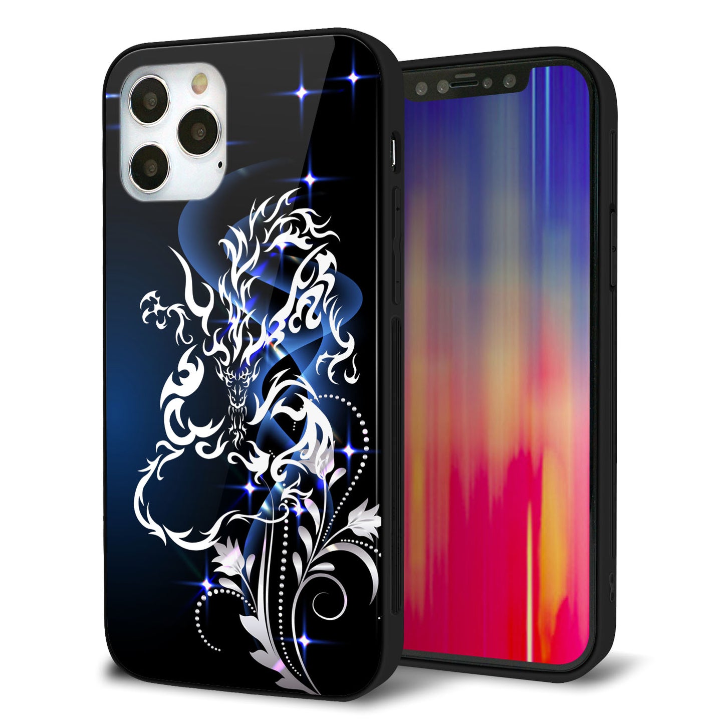 iPhone 12 Pro 強化ガラス＆TPUスマホケース ガラプリ【1000 闇のシェンロン】