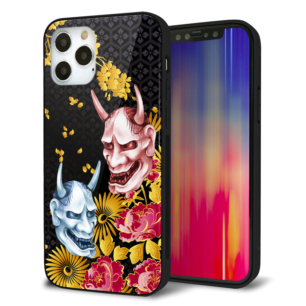 iPhone 12 Pro 強化ガラス＆TPUスマホケース ガラプリ【1024 般若と牡丹2】