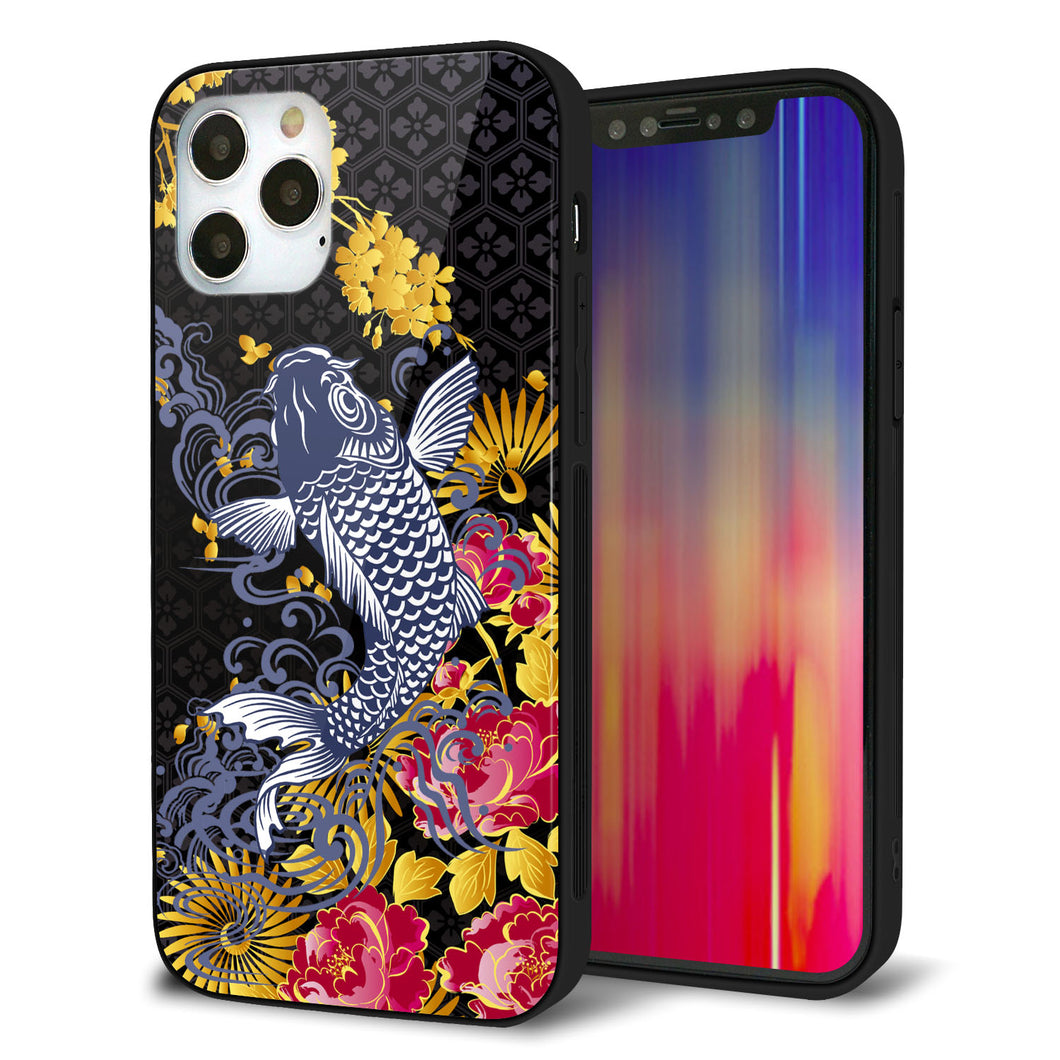 iPhone 12 Pro 強化ガラス＆TPUスマホケース ガラプリ【1028 牡丹と鯉】