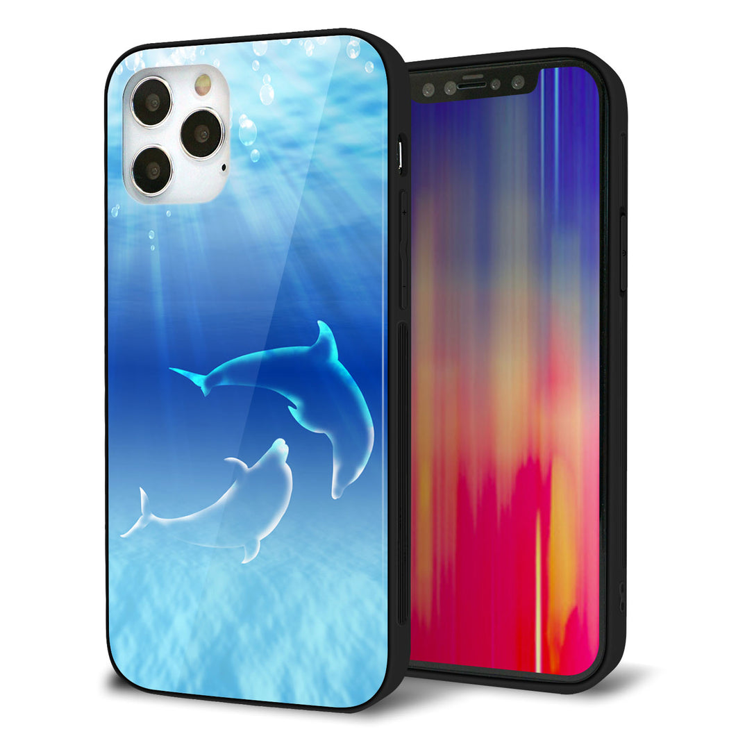 iPhone 12 Pro 強化ガラス＆TPUスマホケース ガラプリ【1048 海の守り神イルカ】