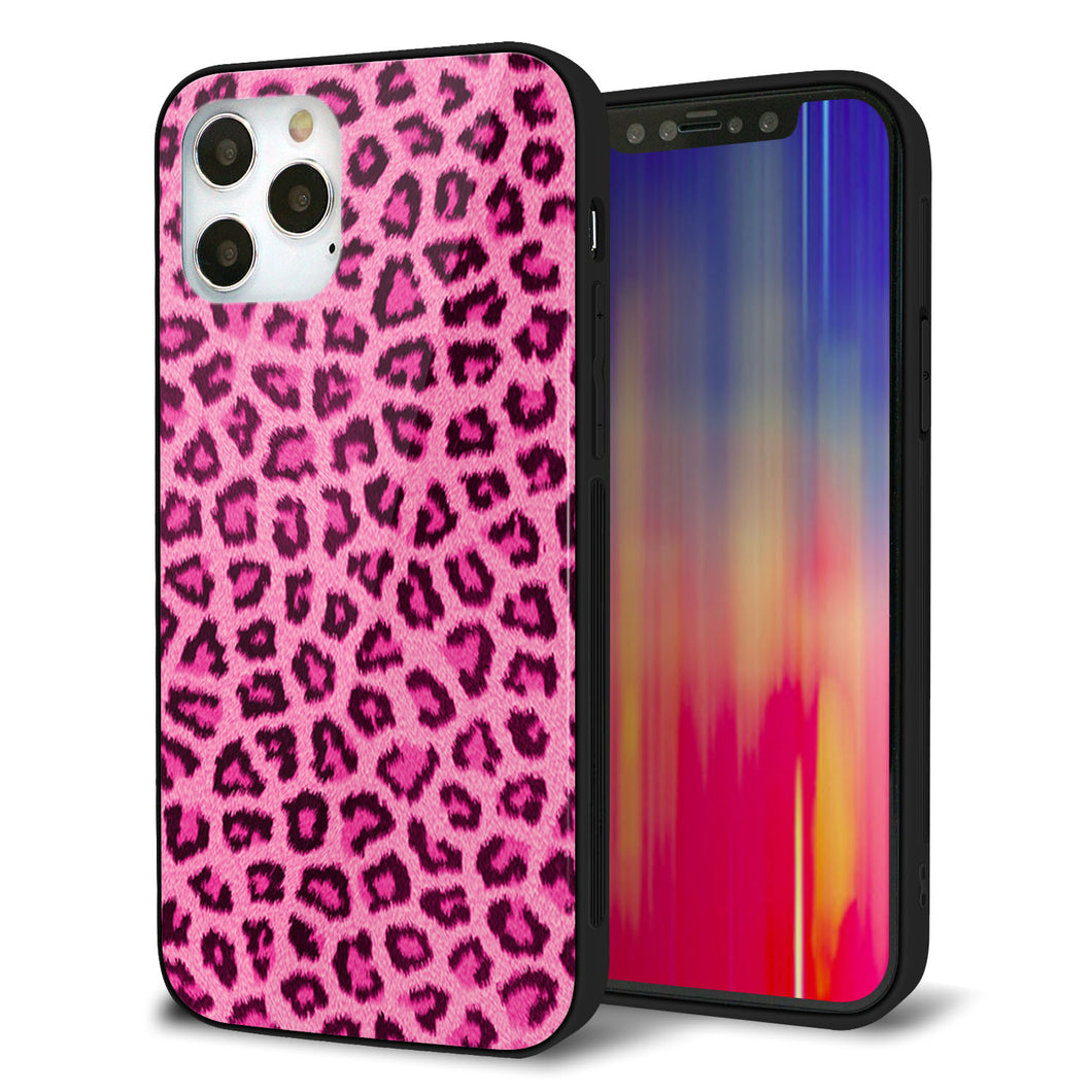 iPhone 12 Pro 強化ガラス＆TPUスマホケース ガラプリ【1066 ヒョウ柄ベーシックSピンク】