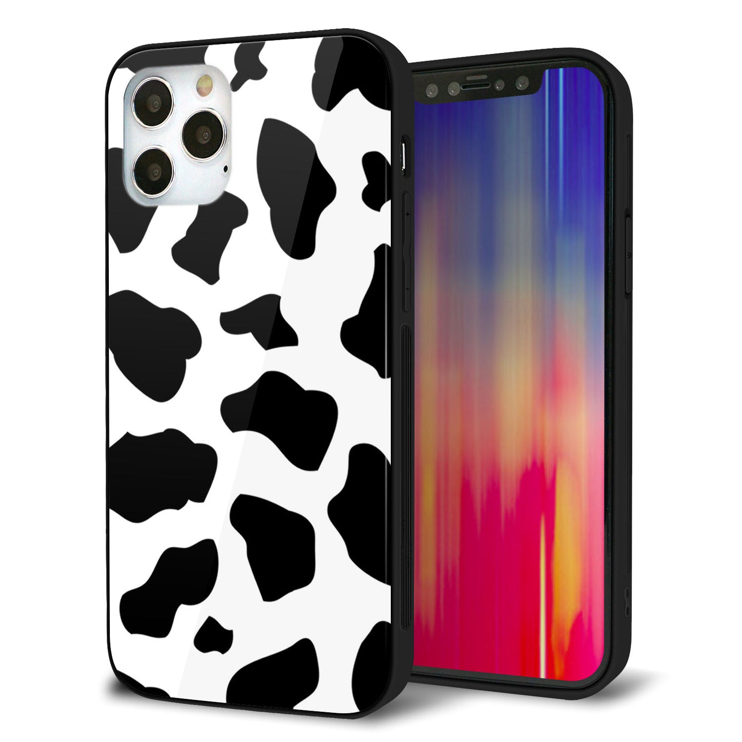 iPhone 12 Pro 強化ガラス＆TPUスマホケース ガラプリ【1070 ダルメシアン（WH）】