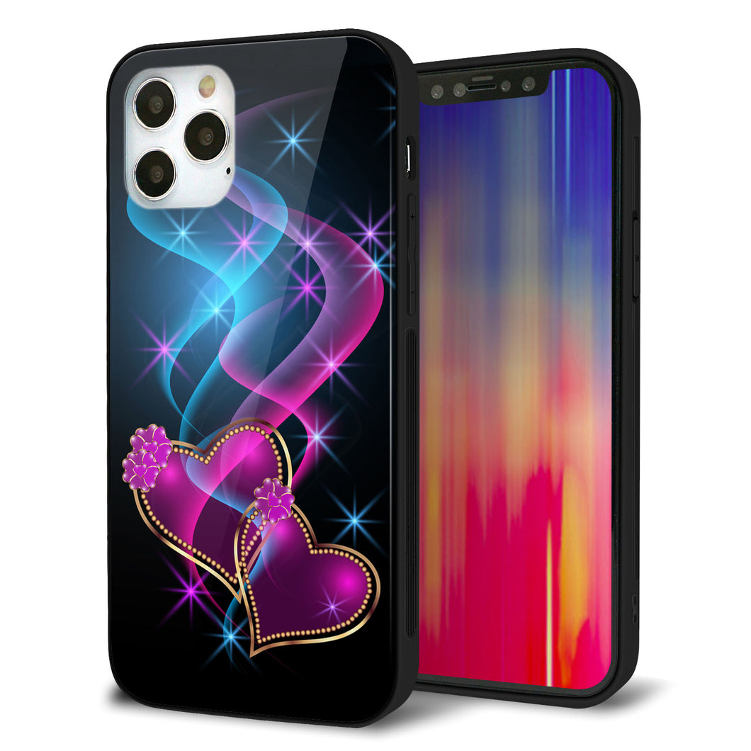 iPhone 12 Pro 強化ガラス＆TPUスマホケース ガラプリ【1138 ゆれるハート】