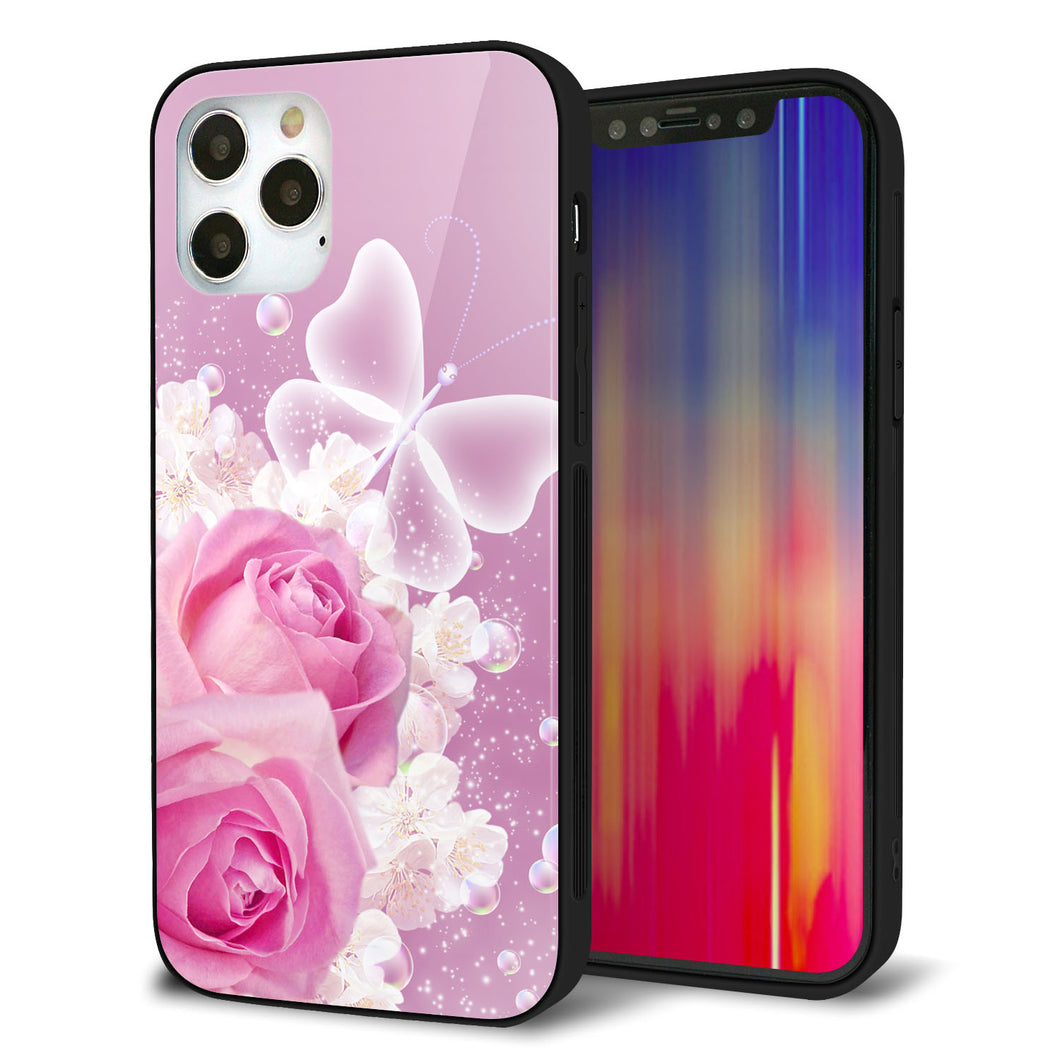 iPhone 12 Pro 強化ガラス＆TPUスマホケース ガラプリ【1166 ローズロマンス】