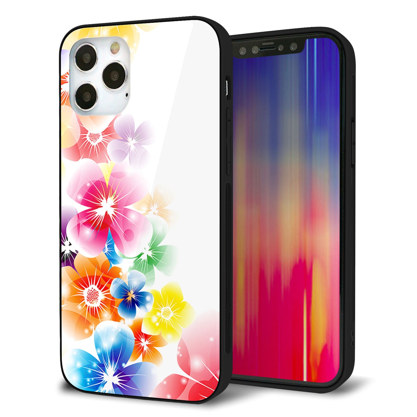 iPhone 12 Pro 強化ガラス＆TPUスマホケース ガラプリ【1209 光と花】
