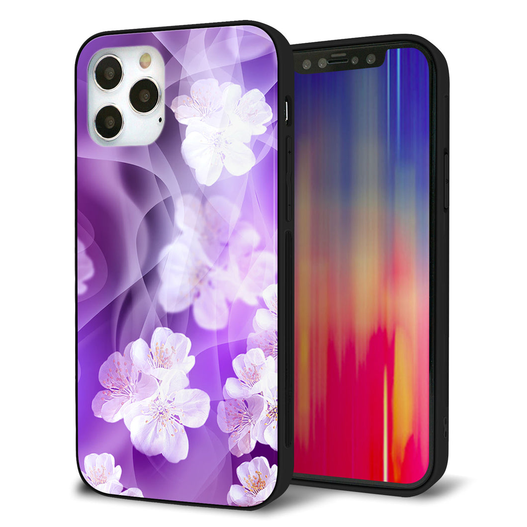 iPhone 12 Pro 強化ガラス＆TPUスマホケース ガラプリ【1211 桜とパープルの風】
