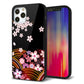 iPhone 12 Pro 強化ガラス＆TPUスマホケース ガラプリ【1237 和柄＆筆文字・夜桜の宴】