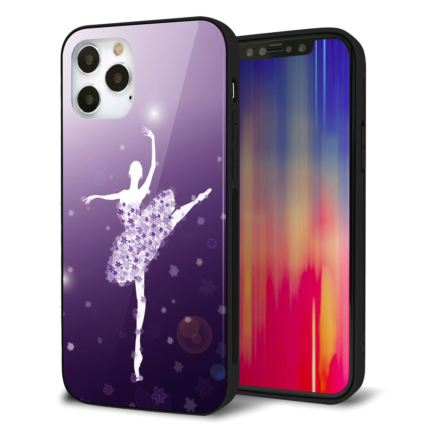 iPhone 12 Pro 強化ガラス＆TPUスマホケース ガラプリ【1256 バレリーナ】