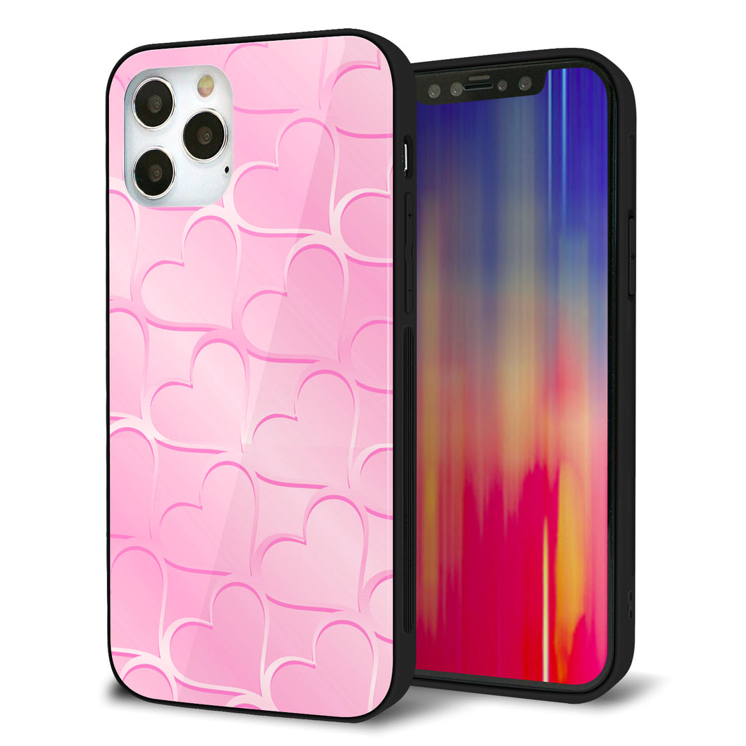 iPhone 12 Pro 強化ガラス＆TPUスマホケース ガラプリ【1342 かくれハート（ピンク）】